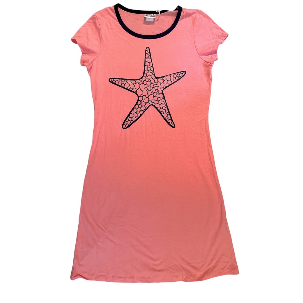 Haley and the Hound Amelia T-Shirt Dress - Starfish- Pink and Navy - XS NWT